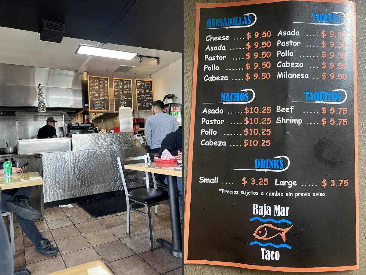 Takeaway counter beside a quiet dine-in area.